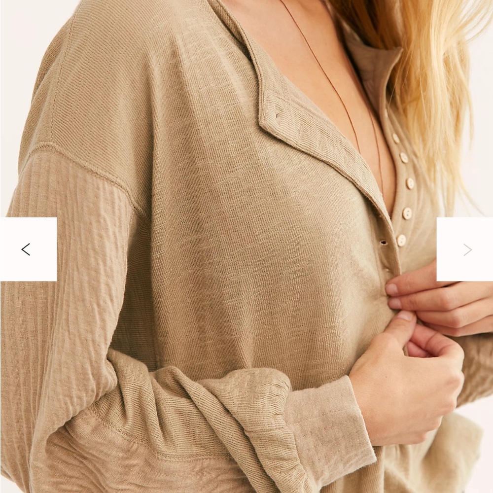 Free People We The Free Back At It Henley Top in Orange - Picture 3 of 6